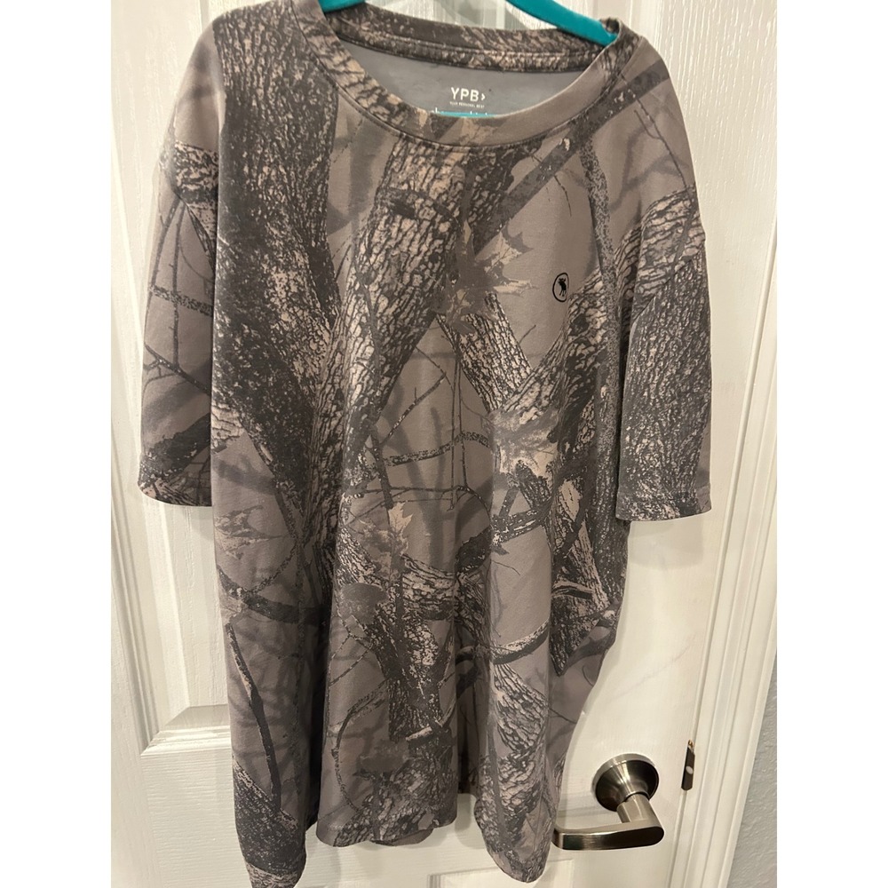 Abercrombie Kids YPB Performance Tee Grey Camo Tree Bark Moisture Wicking Shirt